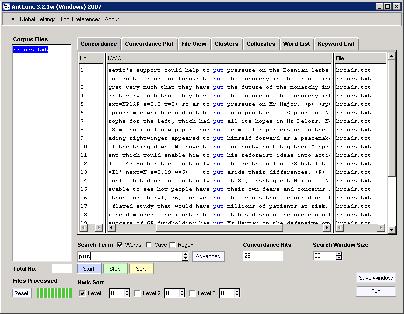 A concordance in the AntConc tool